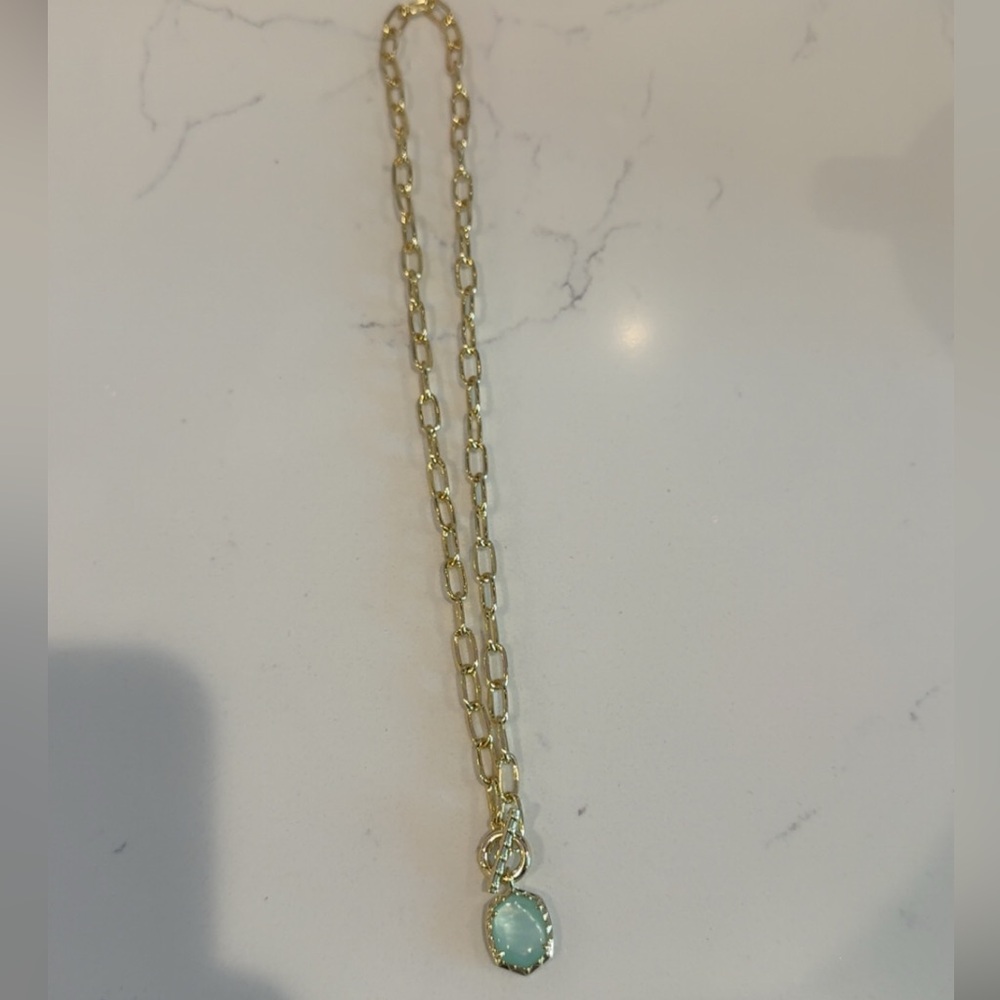 Kendra Scott Gold Necklace with Green Charm